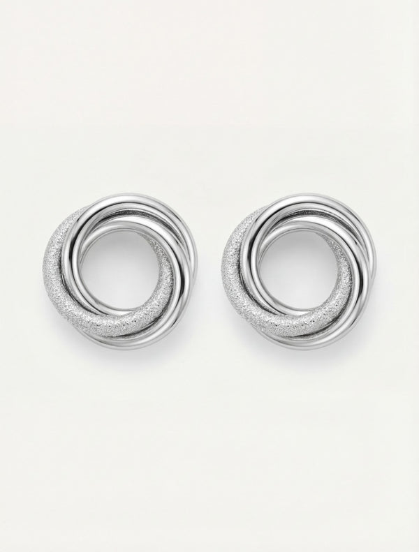 Silver Orbit Knot Stud Earrings