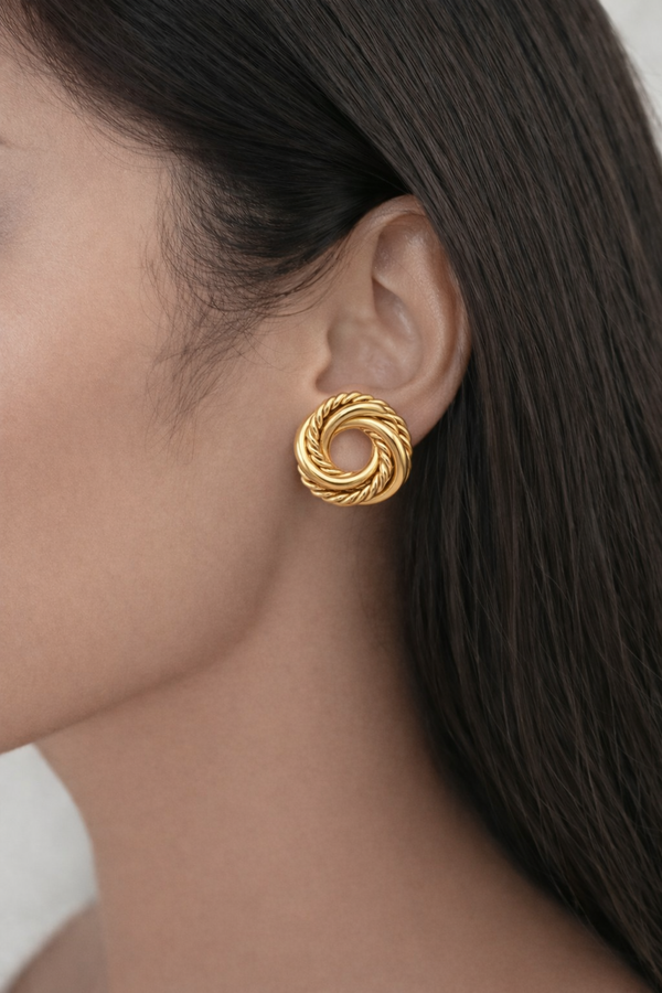 Golden Knot Stud Earrings