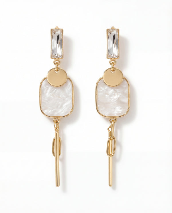 Ivory Chain Bar Drop Earrings