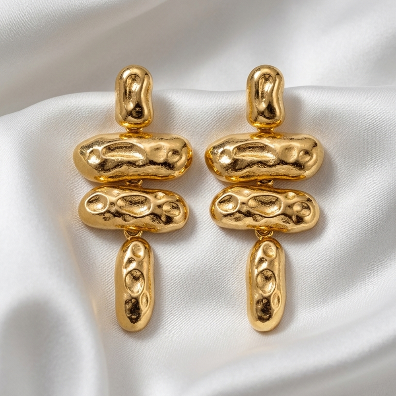 Molten Cross Drop Earrings