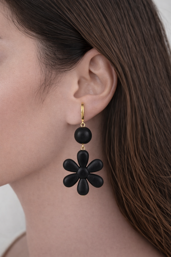Noir Bloom Drop Earrings