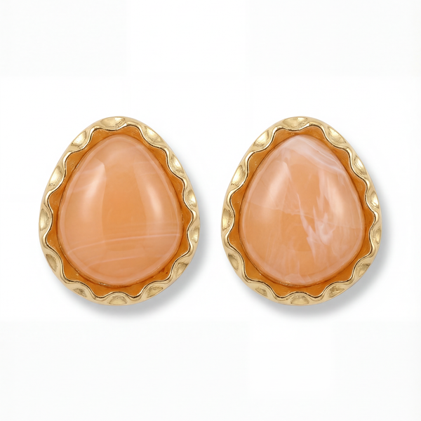Peach Ripple Stud Earrings