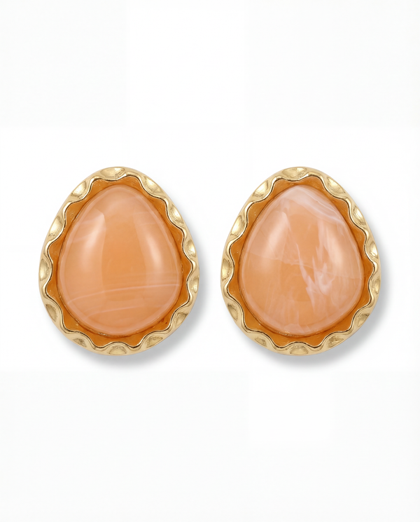 Peach Ripple Stud Earrings