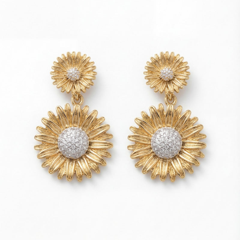 Golden bloom drop earrings