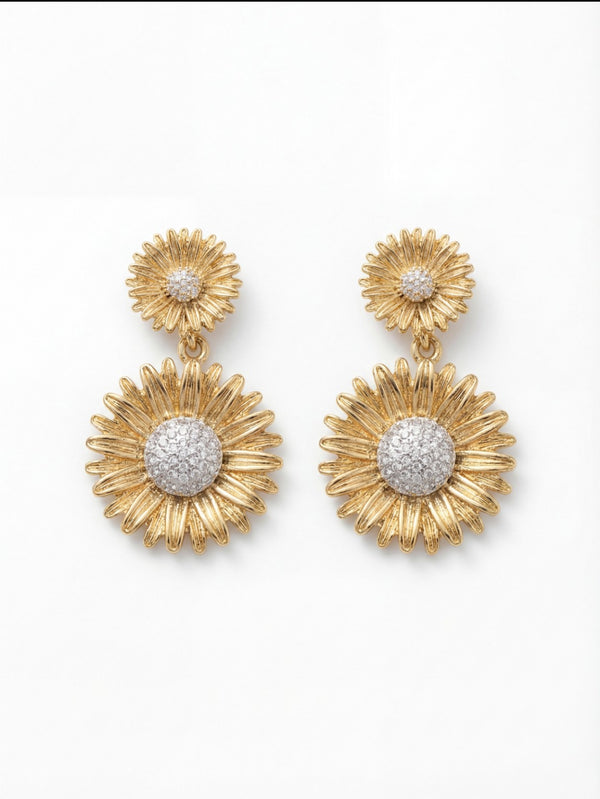 Golden bloom drop earrings