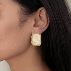 Ivory Frame Stud Earrings