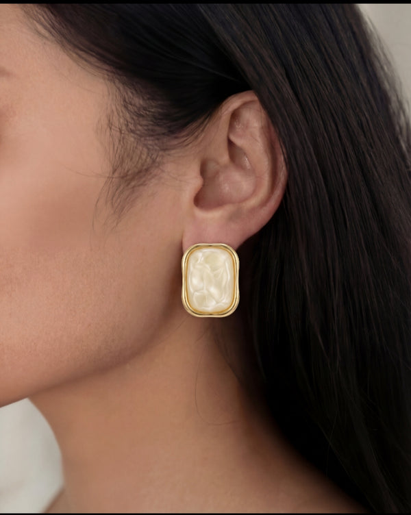 Ivory Frame Stud Earrings