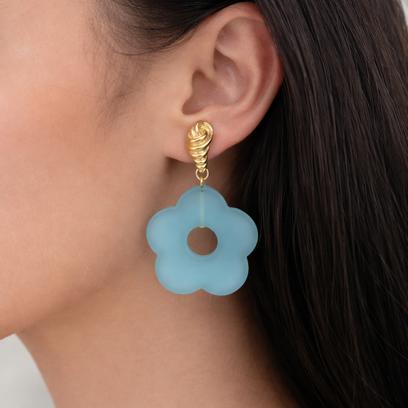 Aqua Bloom Drop Earrings