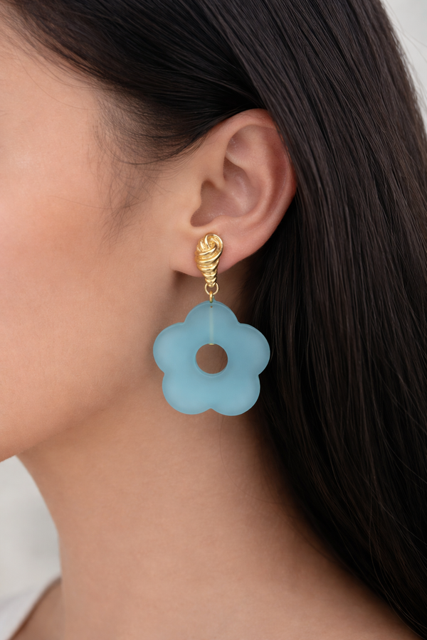 Aqua Bloom Drop Earrings