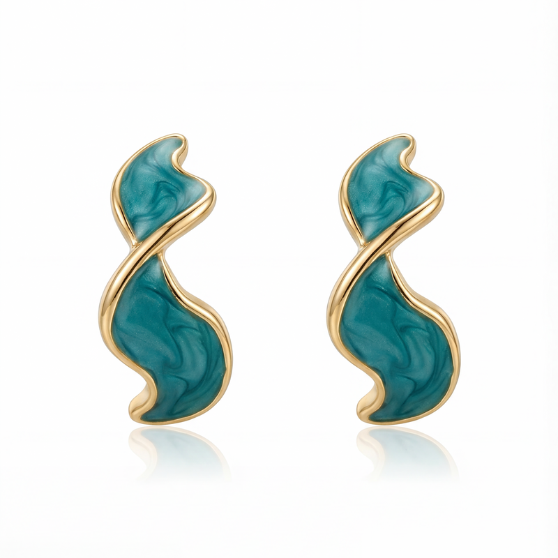 Emerald Flow Stud Earrings