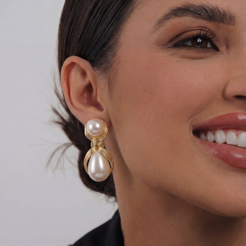 Ivory Knot Pearl Drop Earrings