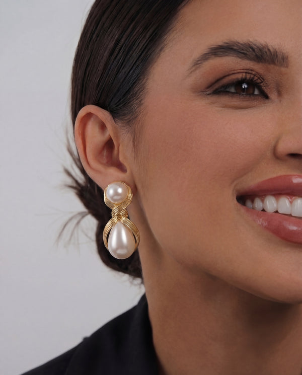 Ivory Knot Pearl Drop Earrings