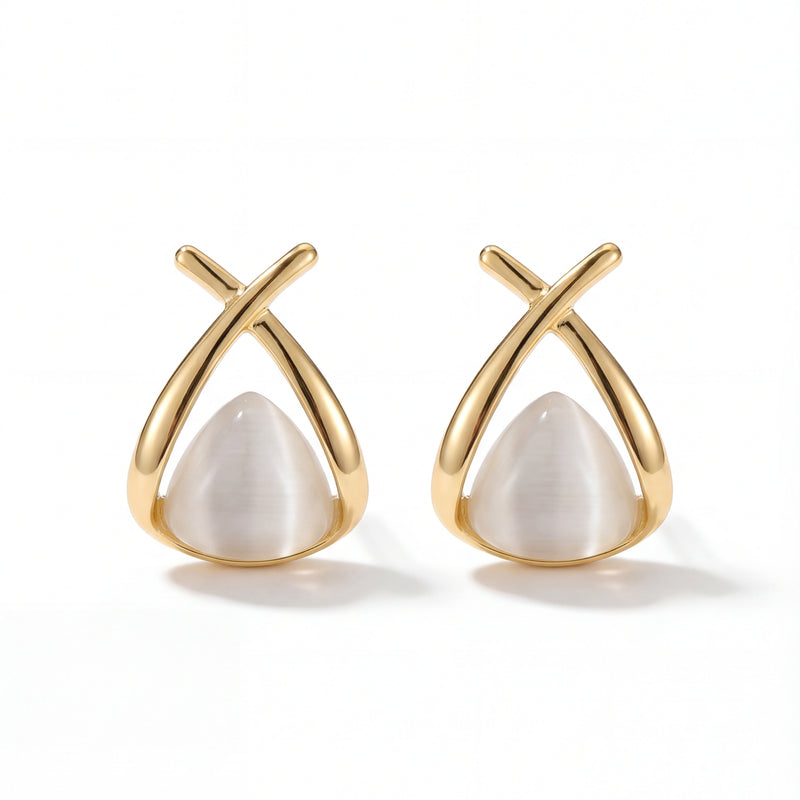 Ivory Arc Embrace Stud Earrings