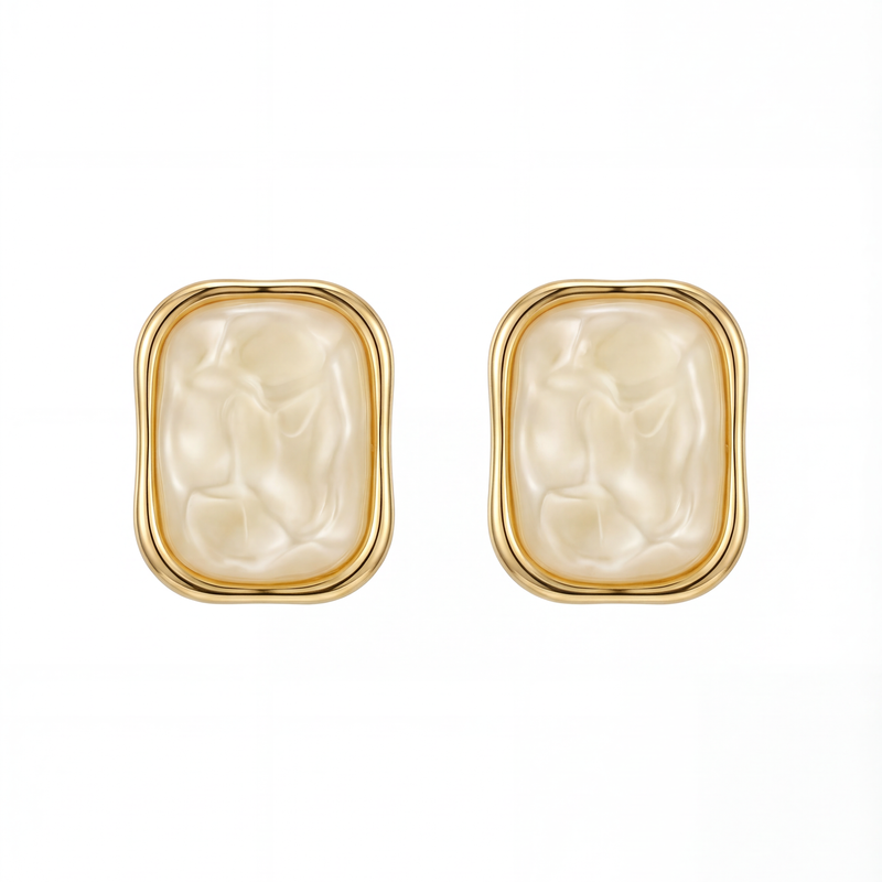Ivory Frame Stud Earrings
