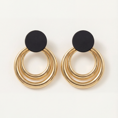 Noir Concentric Hoop Drop Earrings
