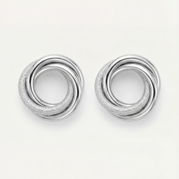 Silver Orbit Knot Stud Earrings