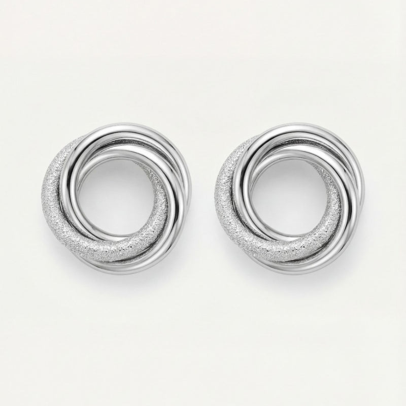 Silver Orbit Knot Stud Earrings