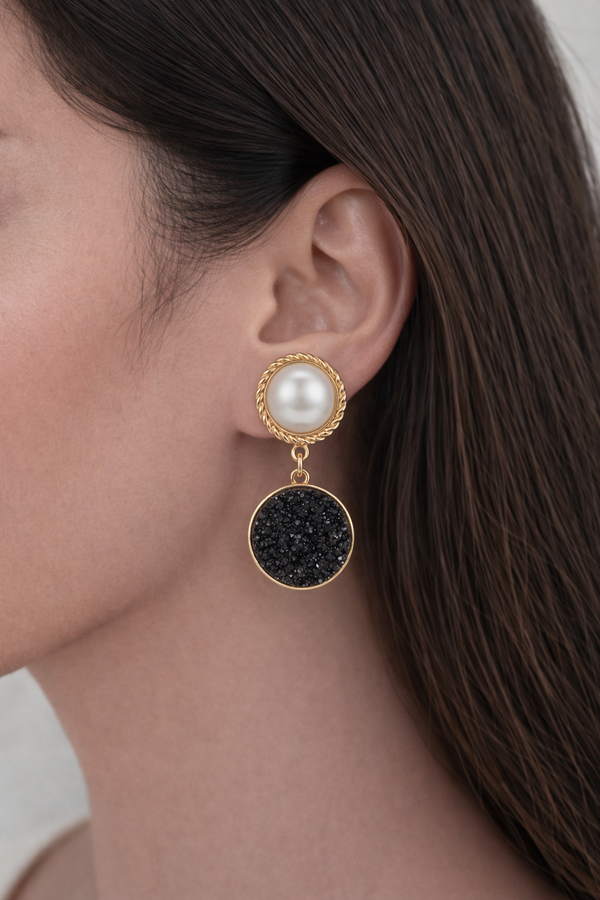 Noir Pearl Drop Earrings