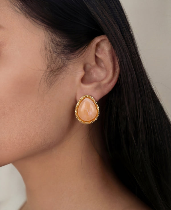Peach Ripple Stud Earrings