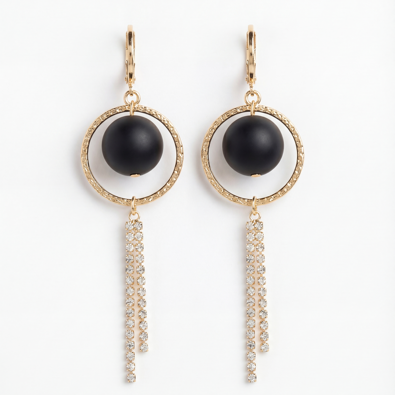 Noir Halo Drop Earrings