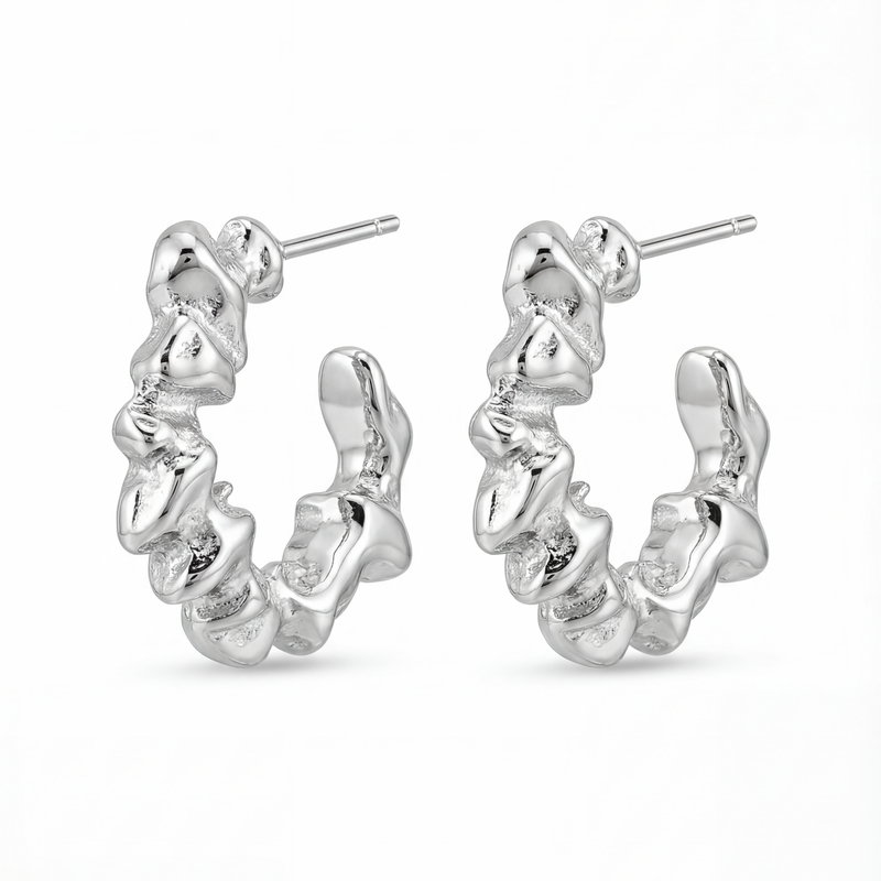 Silver Arc Hoop Earrings