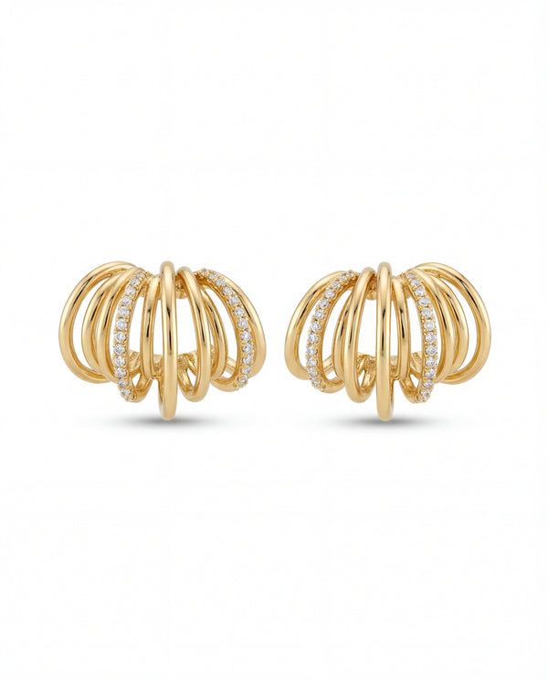 Golden Orbit Cluster Stud Earrings