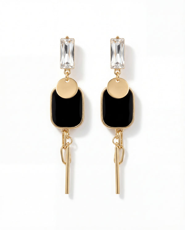Noir Chain Bar Drop Earrings