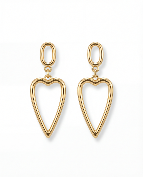 Golden Heartline Drop Earrings