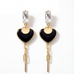 Noir Chain Heart Drop Earrings