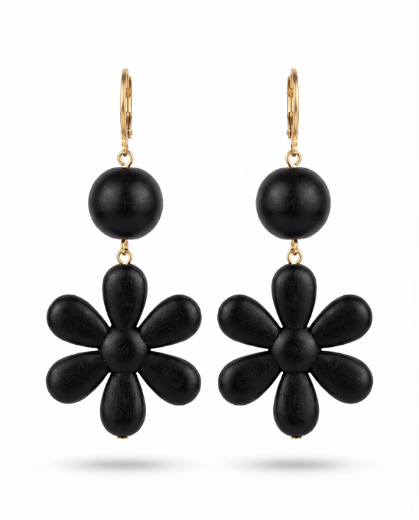 Noir Bloom Drop Earrings