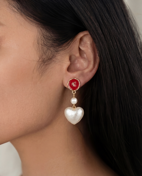 Ruby Luna Heart Drop Earrings