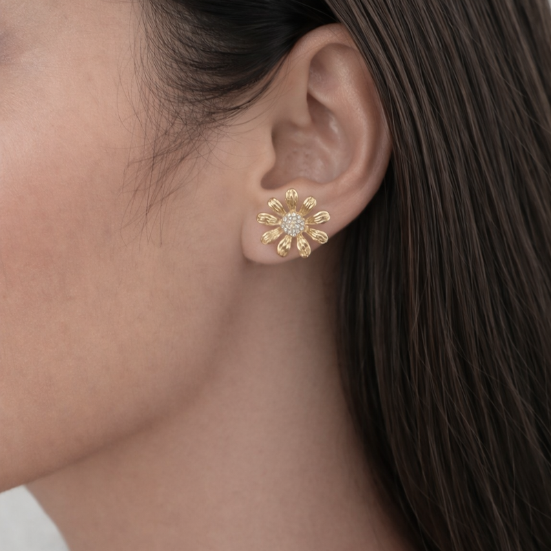 Golden Bloom Stud Earrings