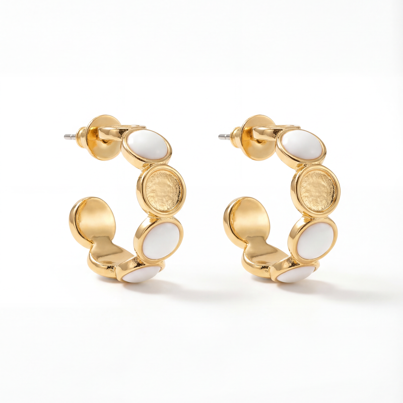 Ivory Pebble Loop Hoop Earrings