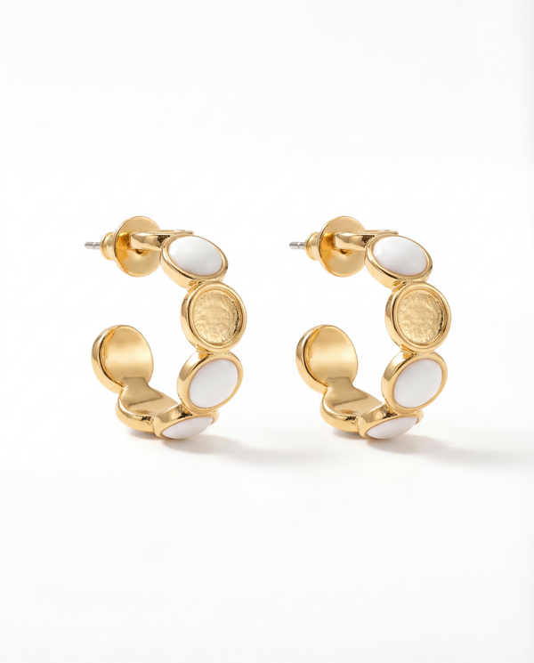 Ivory Pebble Loop Hoop Earrings