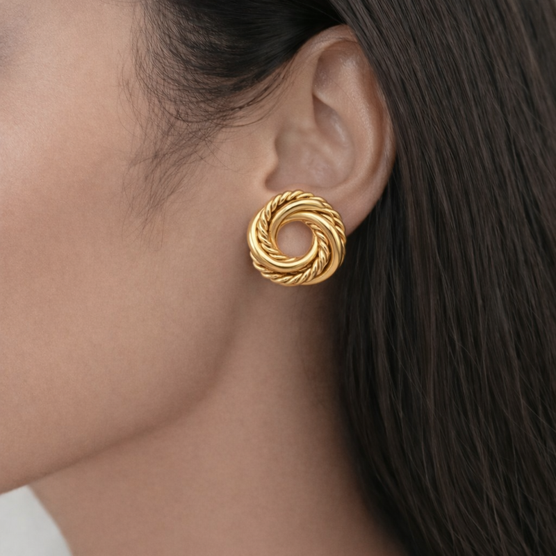 Golden Knot Stud Earrings