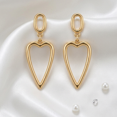 Golden Heartline Drop Earrings