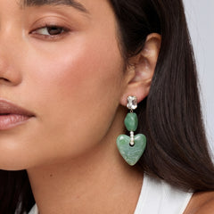 Mint Marble Heart Drop Earrings