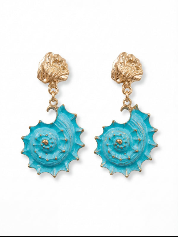 Azure Conch Drop Earrings