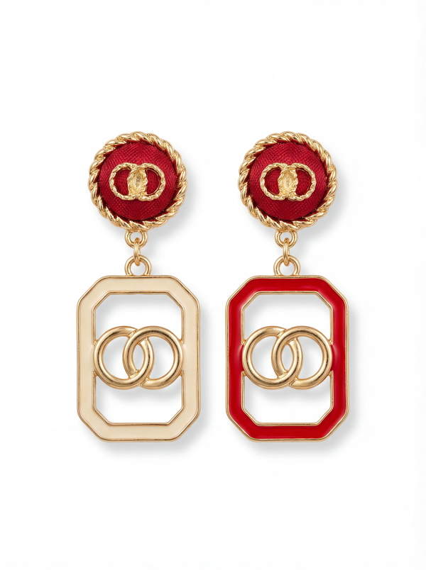 Ruby Duo Frame Drop Earrings