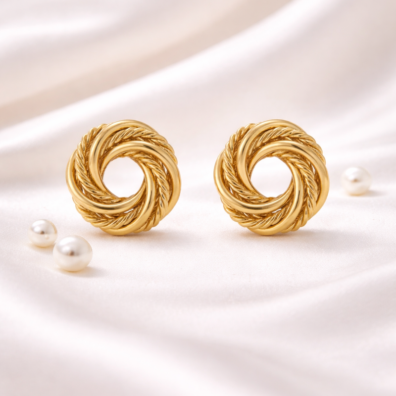Golden Knot Stud Earrings