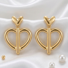 Twin Heart Axis Drop Earrings