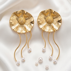 Sunburst Pearl Cascade Earrings