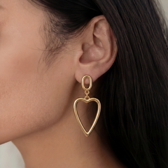 Golden Heartline Drop Earrings