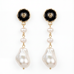 Noir Pearl Cascade Drop Earrings