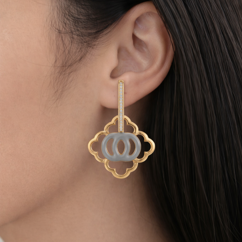 Cloud Loop Clover Drop Earrings