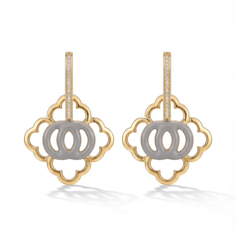 Cloud Loop Clover Drop Earrings