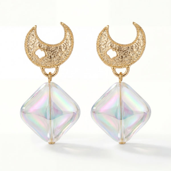 Moon Halo Drop Earrings