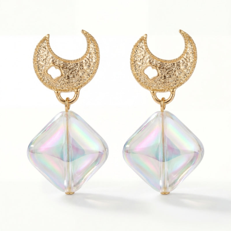 Moon Halo Drop Earrings