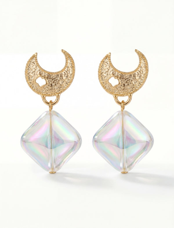 Moon Halo Drop Earrings