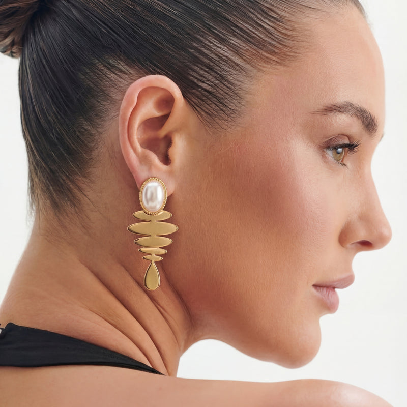 Pearl Totem Drop Earrings